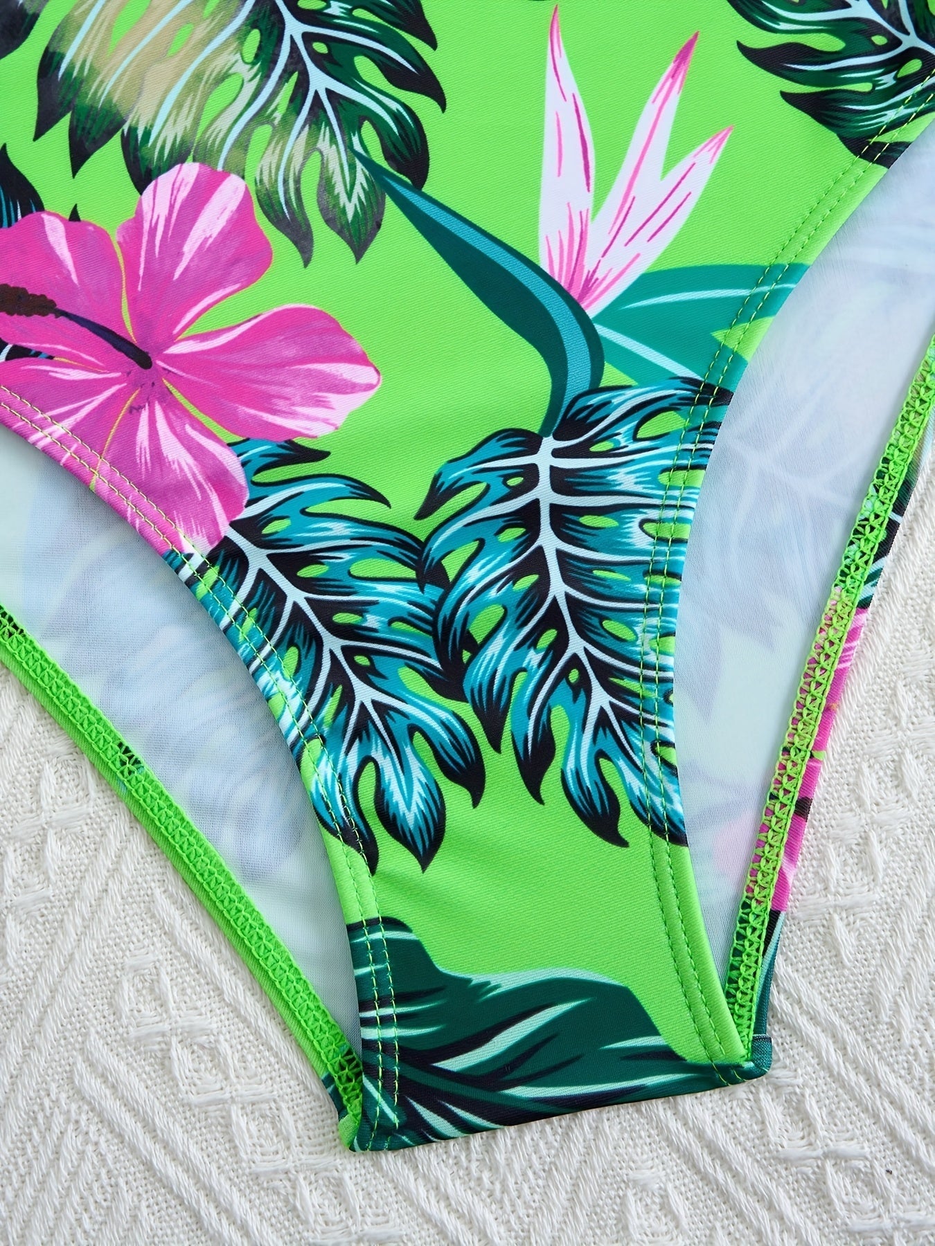 Damen Bikini-Set – Tropisches Blumenmuster, High Stretch, Elegant