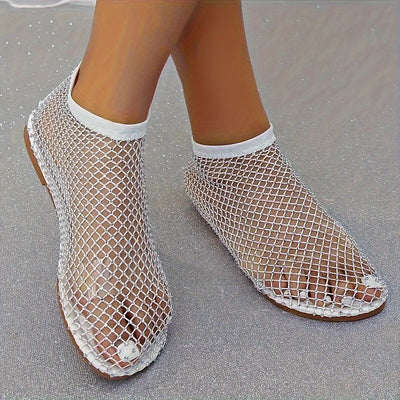 Strassdesign, Flache Slip-On Schuhe, Transparente Strand-Sandalen