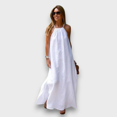 Elvya – Maxikleid mit fließendem Fall und offenem Rücken