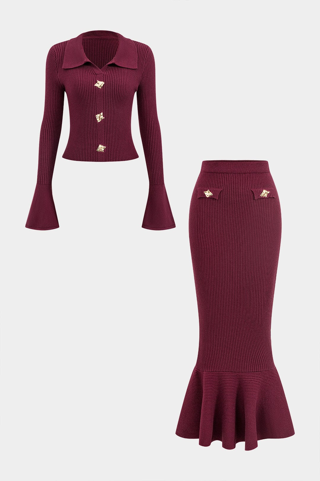 Atasha | Elegantes Strick-Zweiteiler-Set mit Volant-Rock