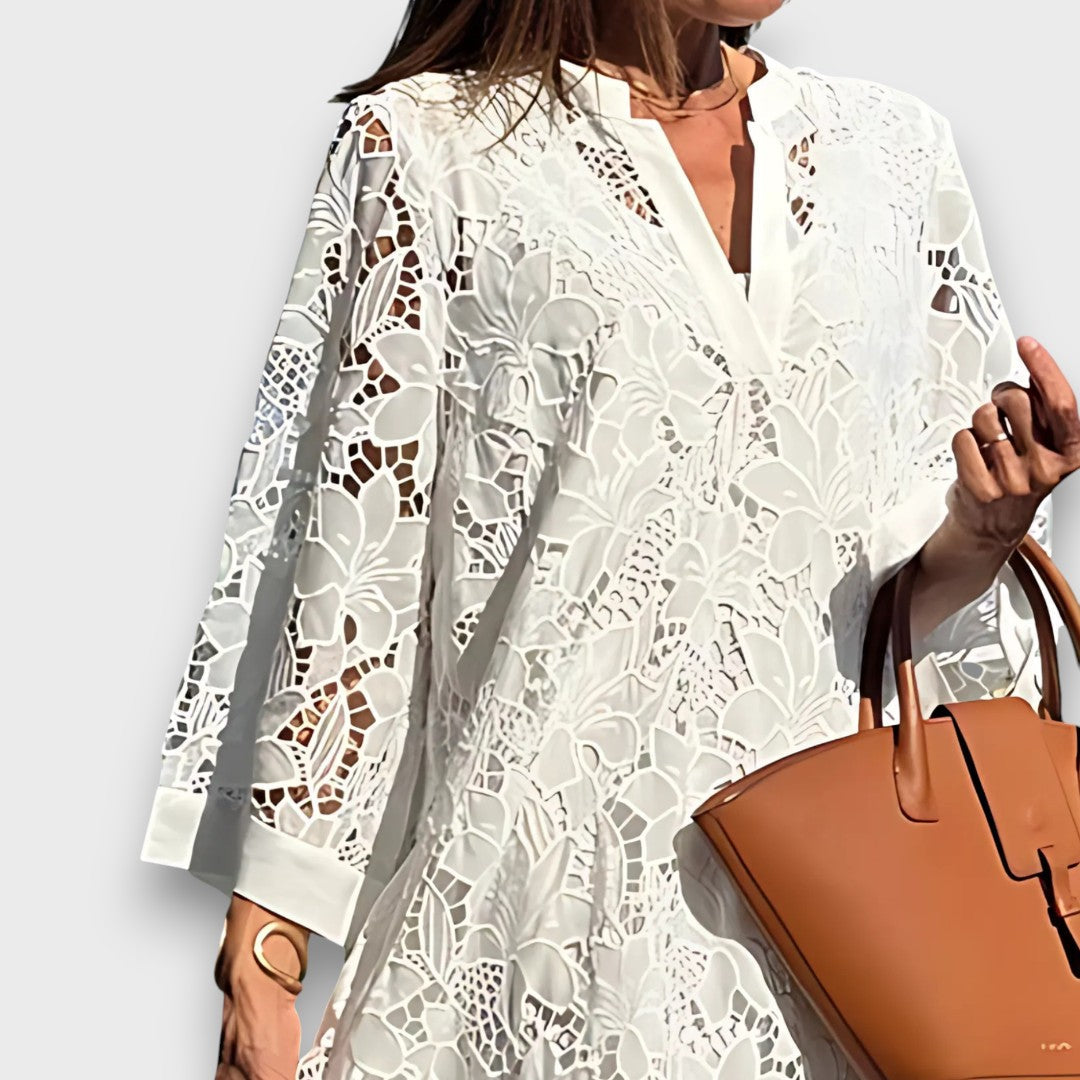 Ismee – Luftiges Kleid mit Print und kurzen Ärmeln