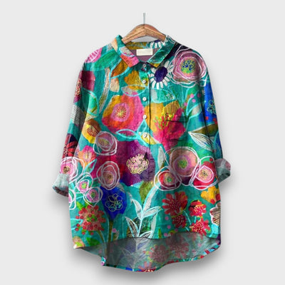 Elyra – Aquarell-Bluse in floraler Leichtigkeit