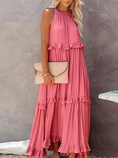 Boho Maxikleid mit Volants & Neckholder-Ausschnitt – Sommerlich & Feminin