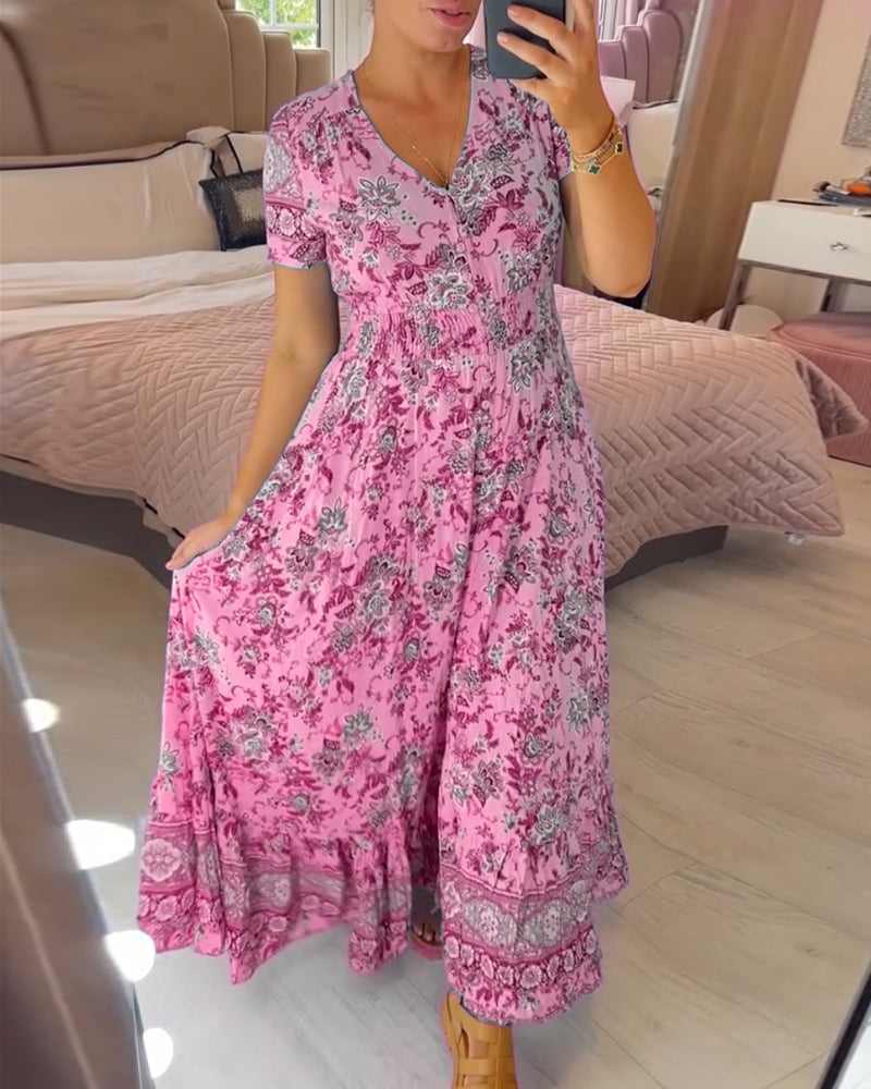 Alisa™ - V-Ausschnitt Kleid mit Blumenmuster