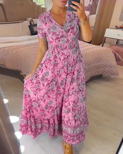 Alisa™ - V-Ausschnitt Kleid mit Blumenmuster