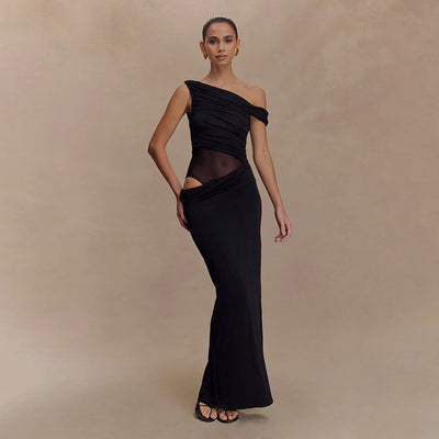 Kalya | Langes Kleid Drapiert Asymmetrisch