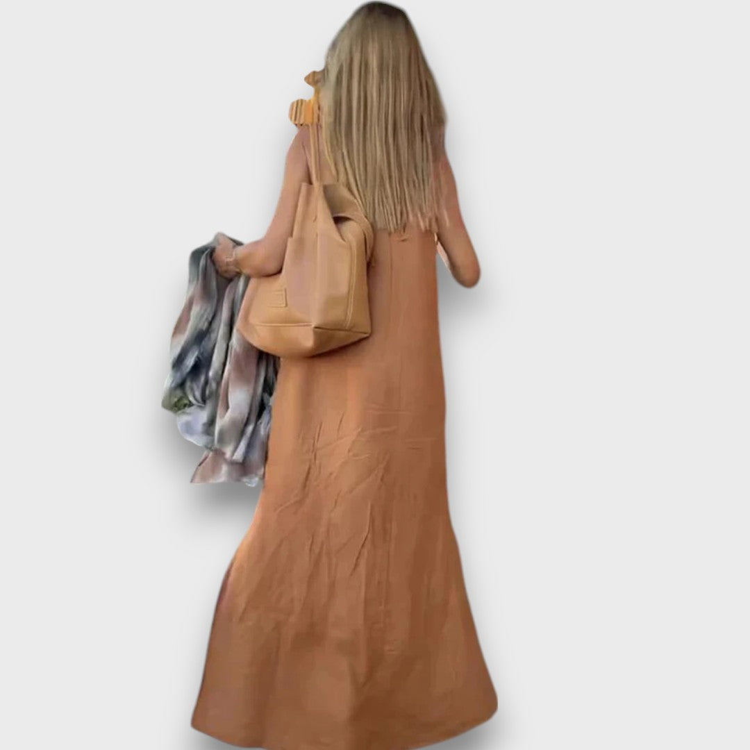 Elvya – Maxikleid mit fließendem Fall und offenem Rücken