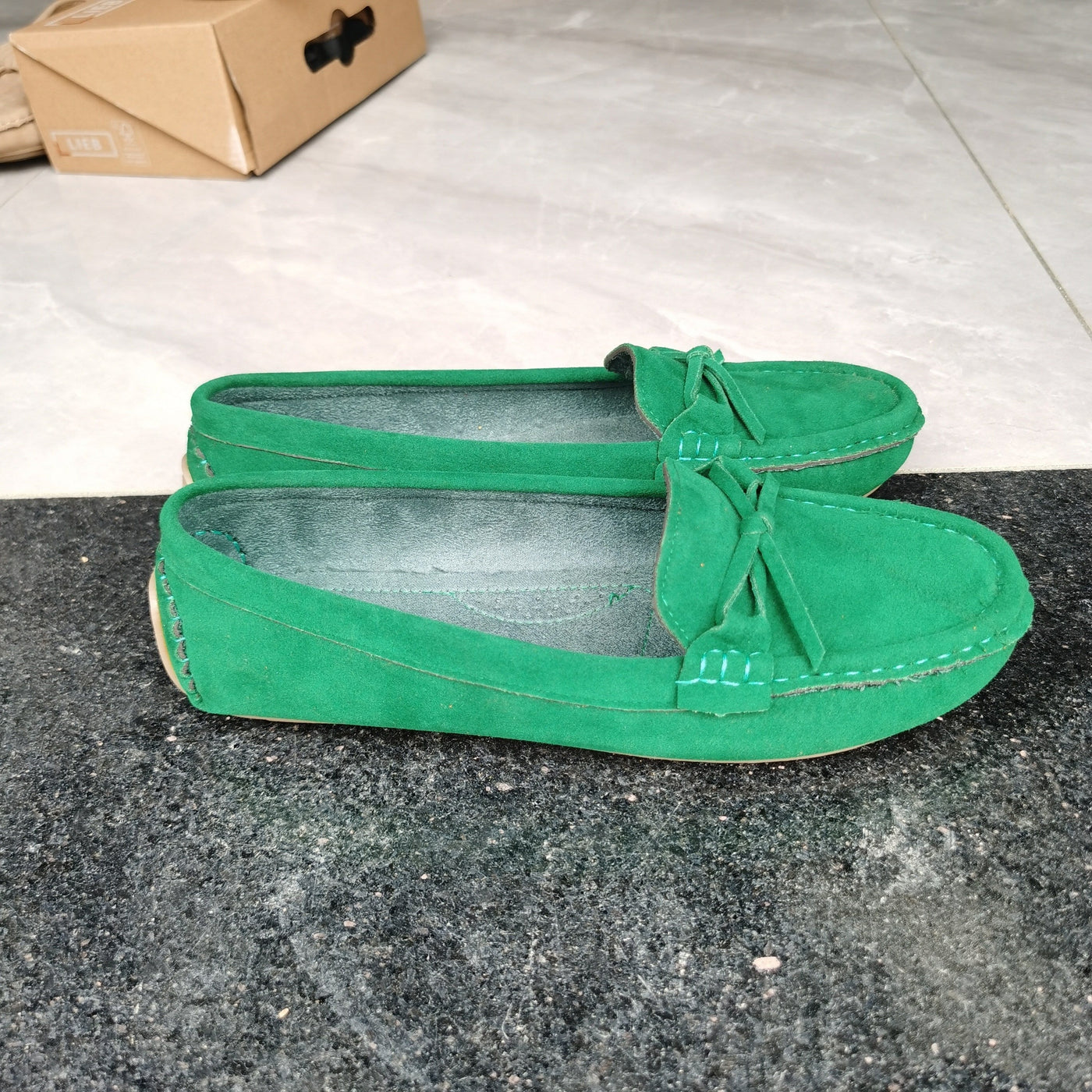 Retro Loafers mit Schleifen-Detail, Runde Zehen Slip-On Schuhe
