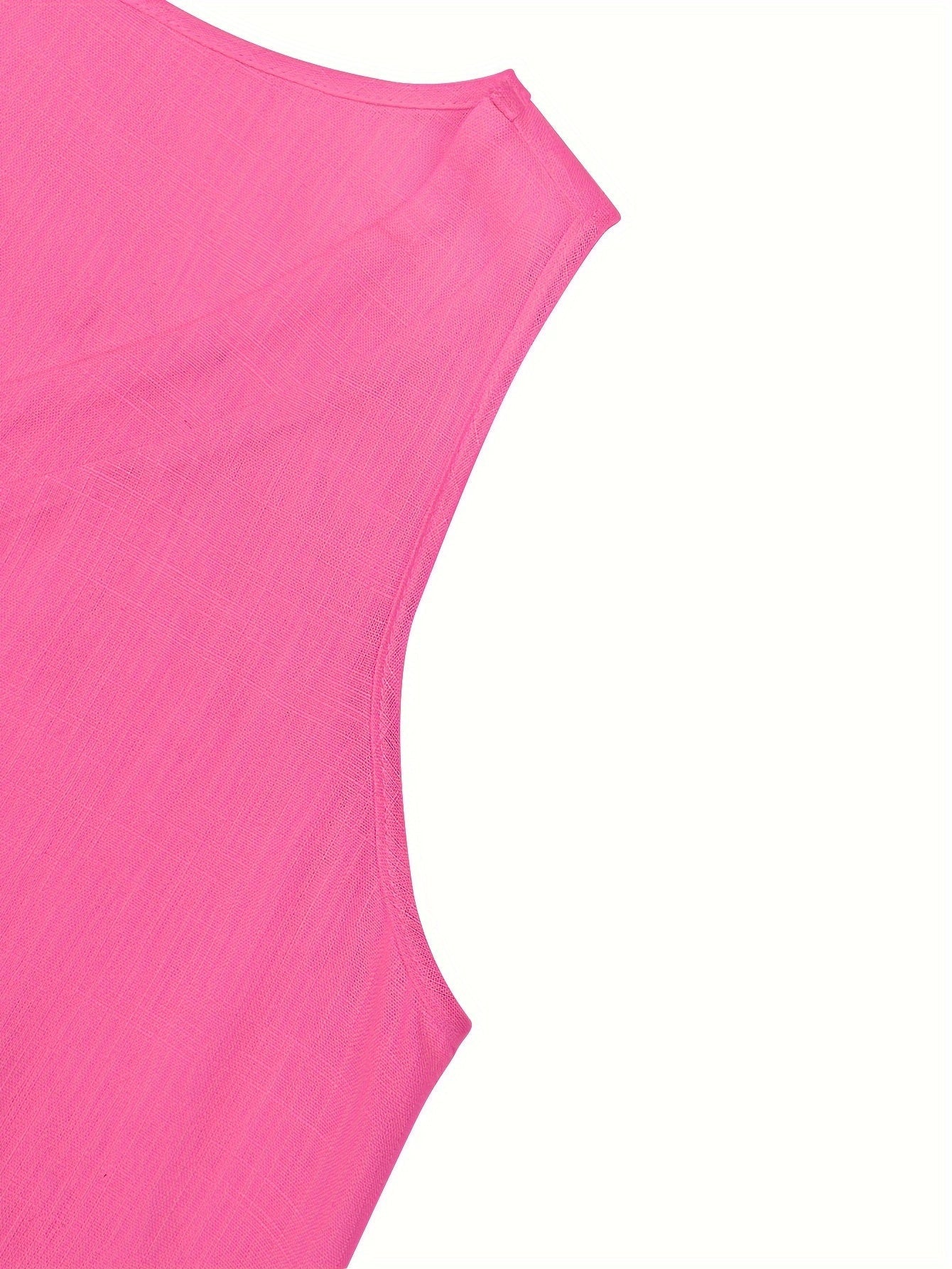 Ärmellose Damen Bluse – V-Ausschnitt, Leinenoptik, Luftig & Sommerlich