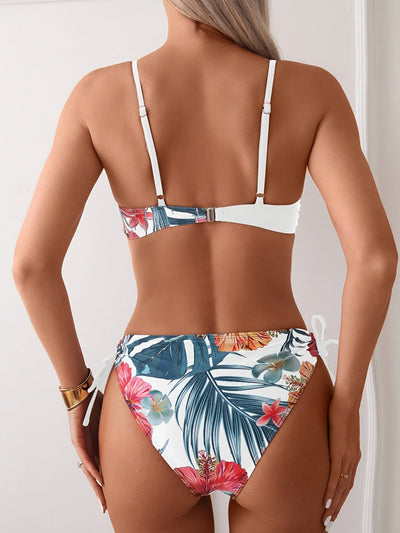 Damen Bikini Set – Hochdehnbar, Blumenmuster, Verstellbare Träger