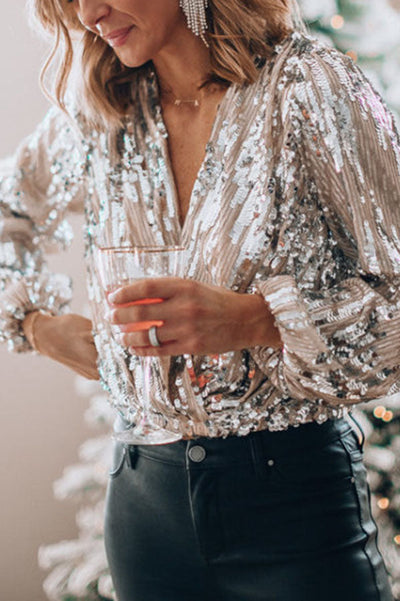 Abend-Top mit glitzernden Pailletten für besondere Anlässe