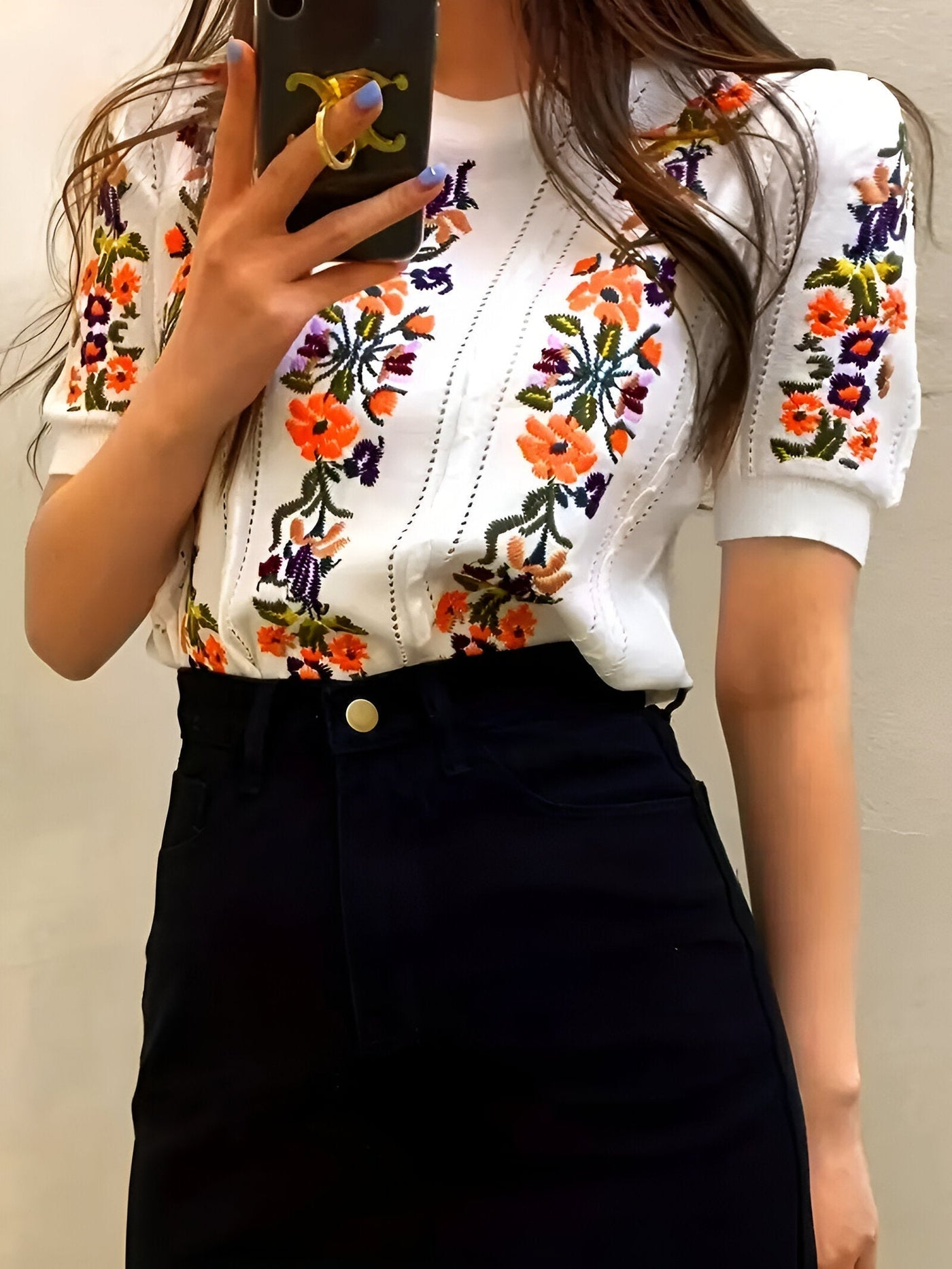 Nadette - frisches blumentop mit kurzen armeln