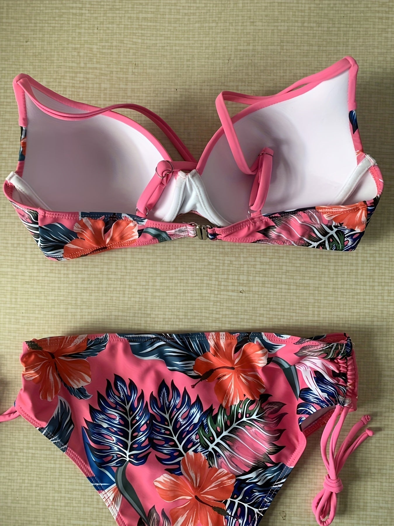 Damen Bikini-Set – Tropisches Blumenmuster, High Stretch, Elegant