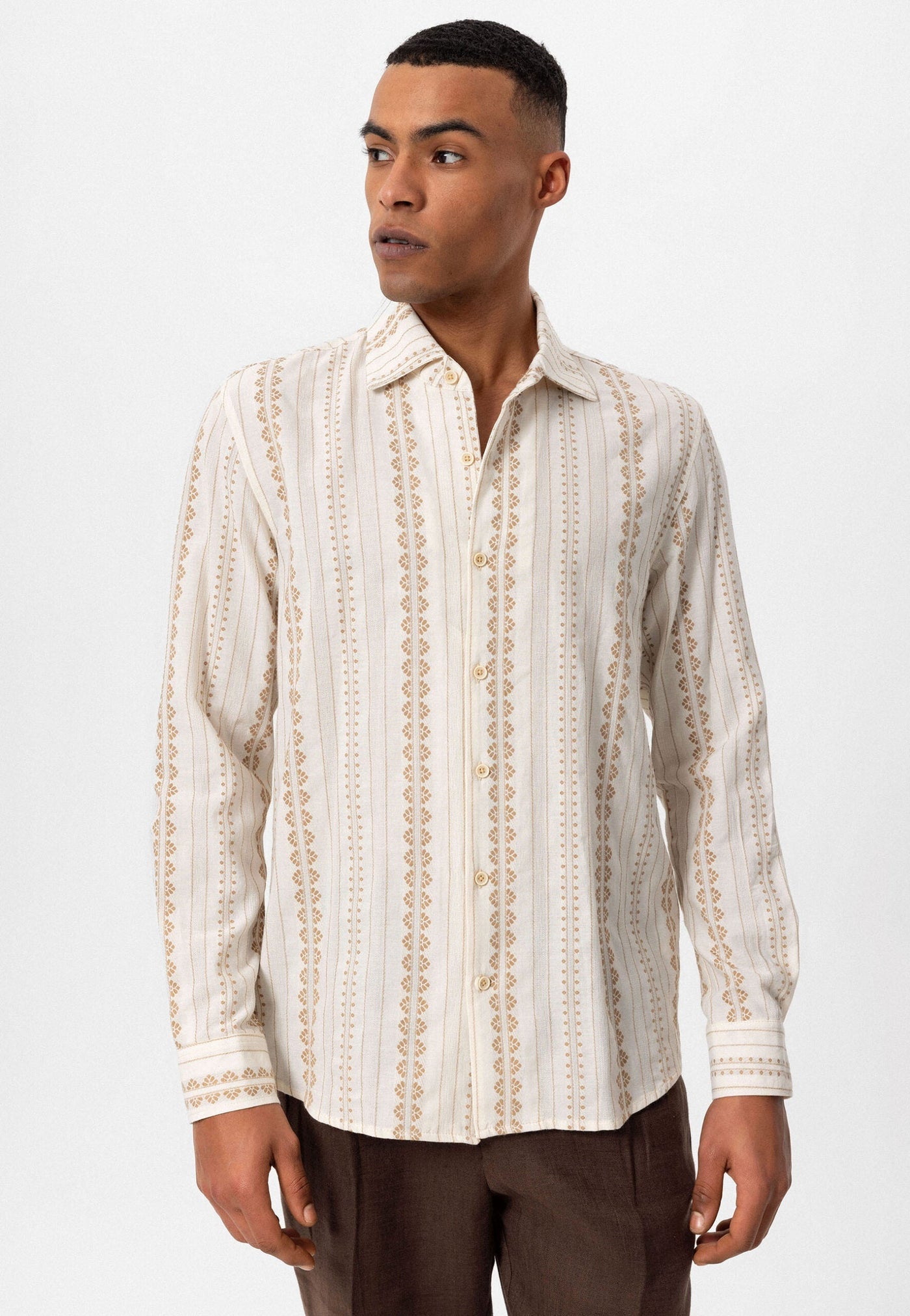 ANTIOCH | Hemd mit ethnischem Muster – Beige