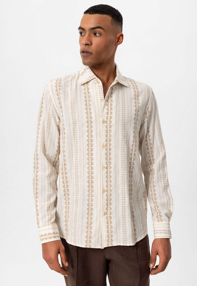 ANTIOCH | Hemd mit ethnischem Muster – Beige