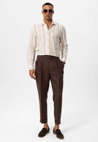 ANTIOCH | Hemd mit ethnischem Muster – Beige