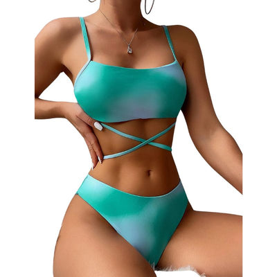 Luciana® | 3-teiliger Bikini-Badeanzug mit Schnürung und Strandrock
