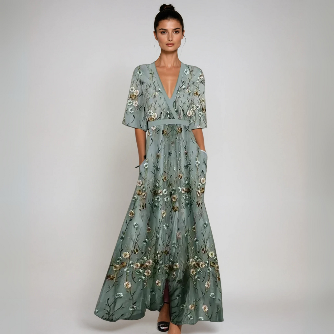 Jamie | Elegantes Maxikleid mit floralem Muster!
