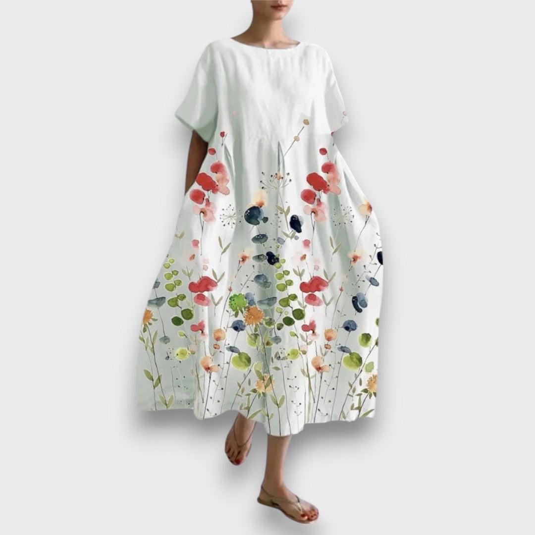 Salina – Weites Kleid mit Aquarellblüten