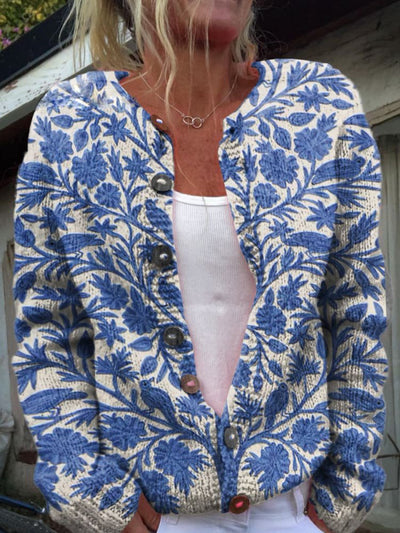 Indira | Strickjacke mit floralem Muster