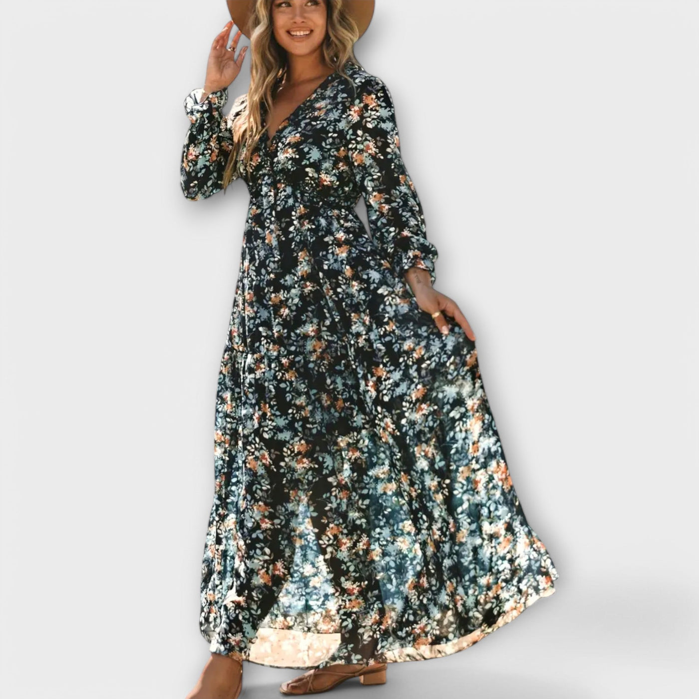 Helia – Maxikleid mit floraler Eleganz
