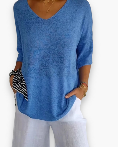 Damen Bequemes V-Ausschnitt Top | Vielseitig und Stilvoll