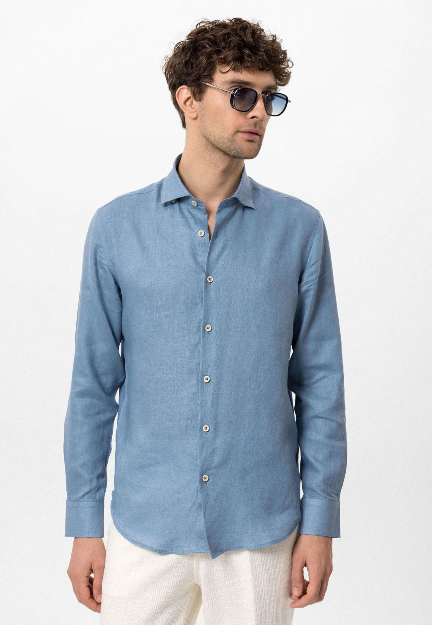 ANTIOCH | 100 % Leinenhemd – Babyblau