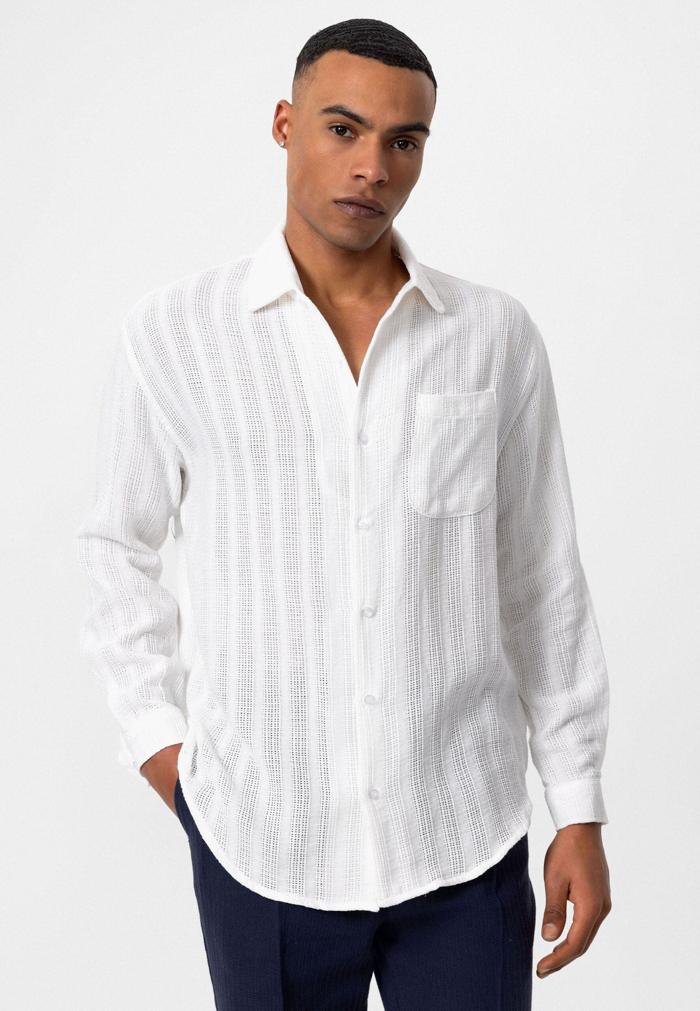 ANTIOCH | Strickhemd – Weiß