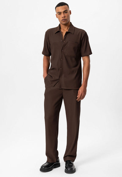 ANTIOCH | Geripptes Hemd – Braun