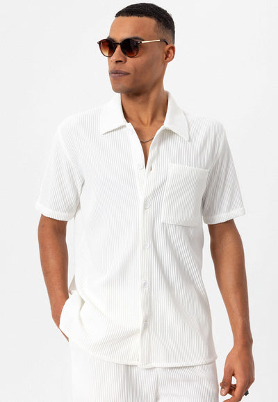 ANTIOCH | Geripptes Hemd – Weiß