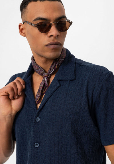 ANTIOCH | Gemustertes Hemd – Blau