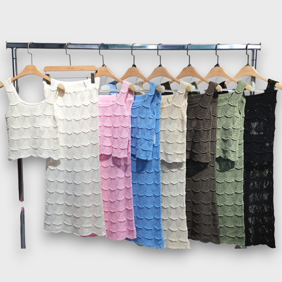 Lunara – Zweiteiler mit Häkelmuster aus Top und Rock