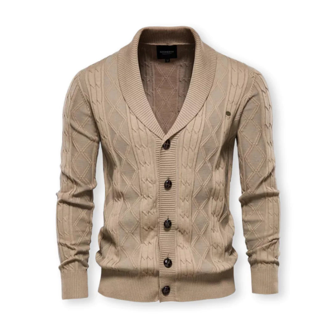 Herren Strickjacke mit Schalkragen - Klassisch Elegant