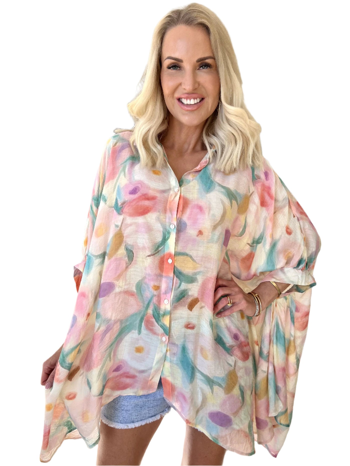 Jessa - Flatterhafte Tunika mit abstrakter floraler Eleganz