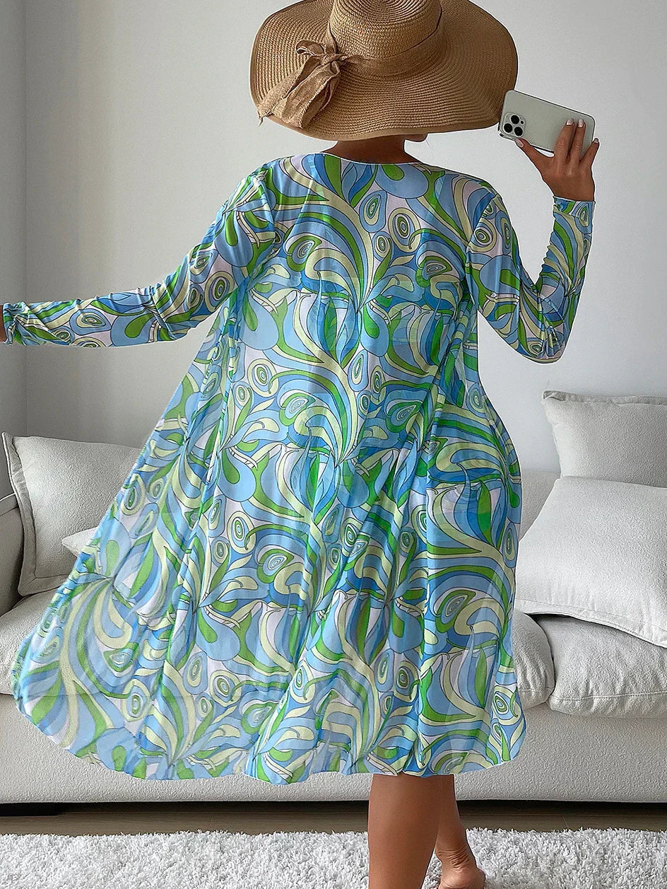 Fabiola® | Bedrucktes High-Waist-Cover-Bikini-Set