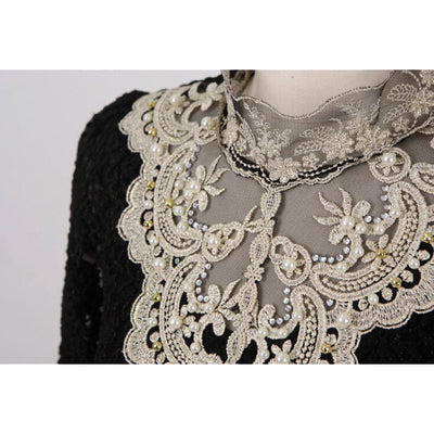 Bella | Elegante Bluse mit Netz & Stickerei