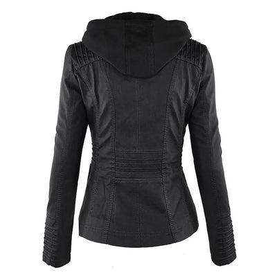 Biker-Lederjacke mit Kapuze