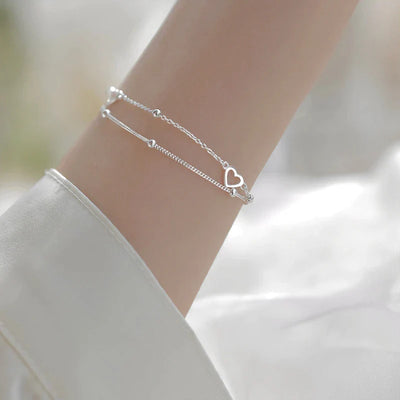 Verstellbares Herz-Armband aus Silber