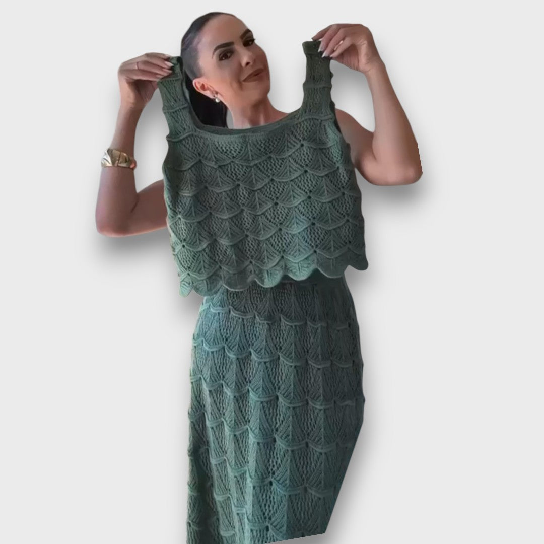 Lunara – Zweiteiler mit Häkelmuster aus Top und Rock