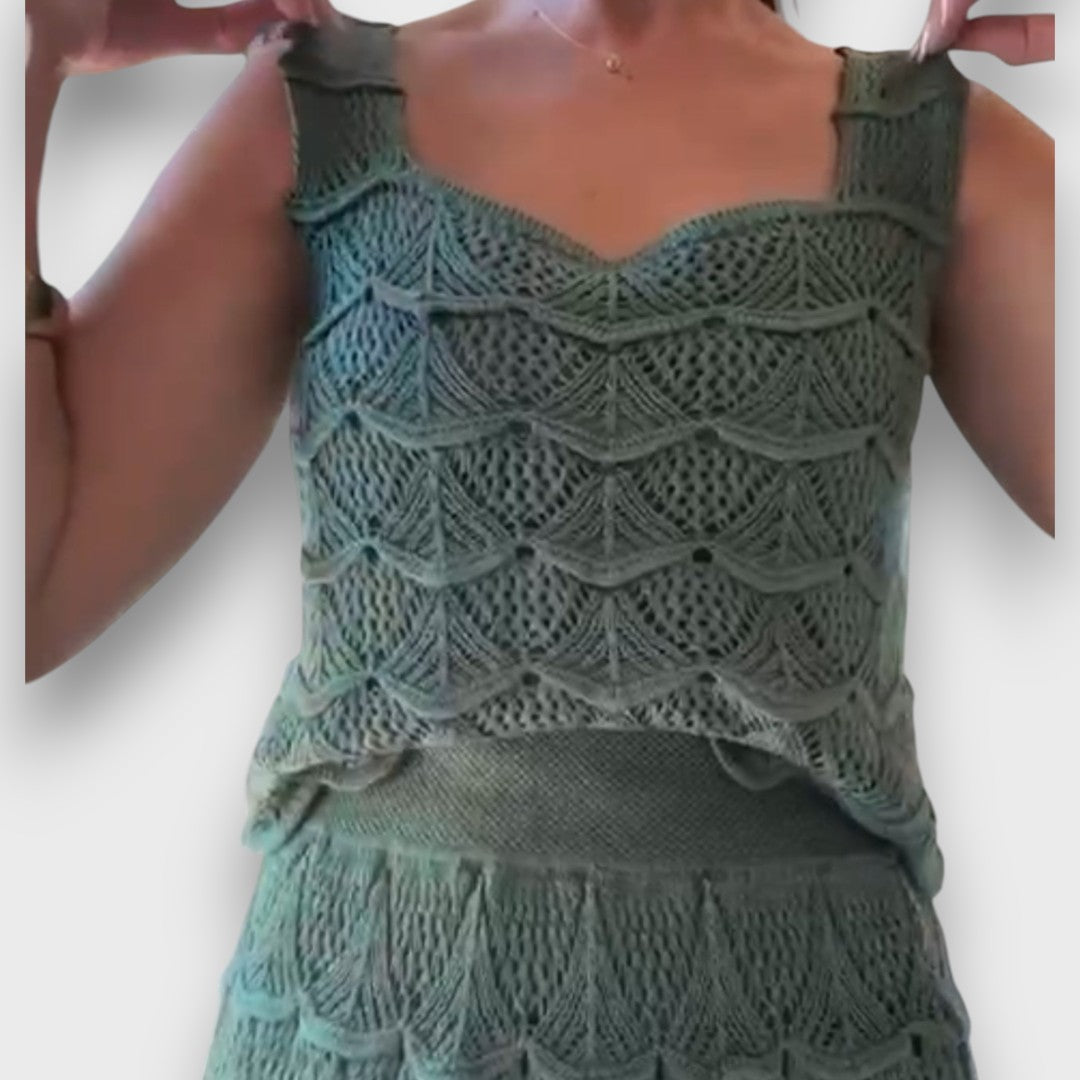 Lunara – Zweiteiler mit Häkelmuster aus Top und Rock