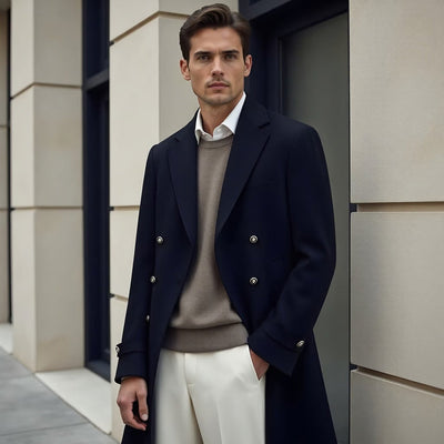 Herren Premium Wollmantel Elegant Klassisch
