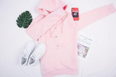 Kapuzenpulli mit Knopfleiste und Fronttasche