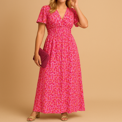 Märta | Elegantes Maxikleid mit V-Ausschnitt für Damen