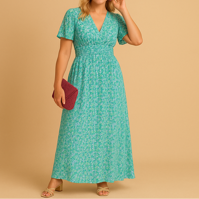 Märta | Elegantes Maxikleid mit V-Ausschnitt für Damen