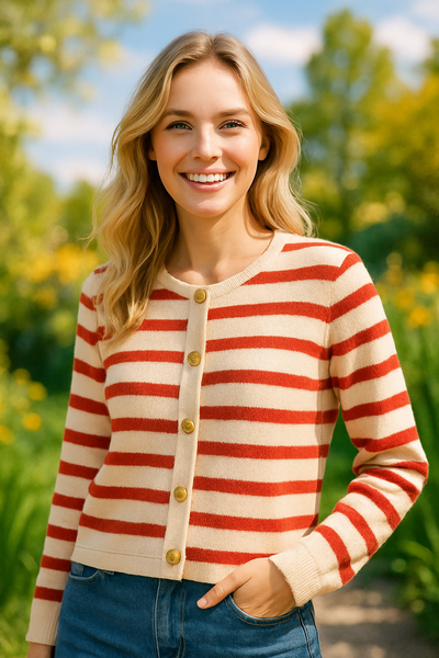 Viala – Gestreifte Cardigan mit Knöpfen