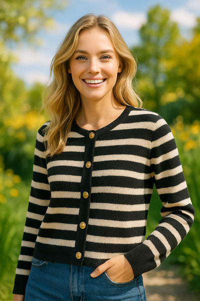 Viala – Gestreifte Cardigan mit Knöpfen