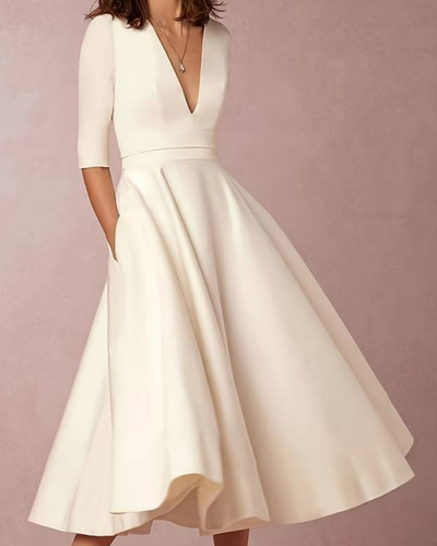 Damen Kleid mit weitem Rock | Elegantes Midikleid für Feier & Anlass