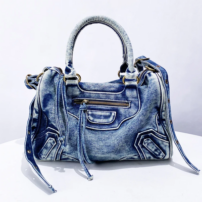 Everly Denim Crossbody Tasche mit verstellbarem Gurt und Reißfach