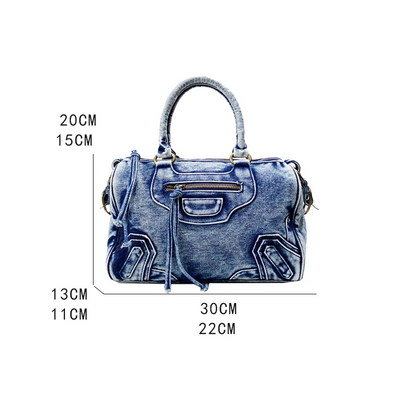 Everly Denim Crossbody Tasche mit verstellbarem Gurt und Reißfach