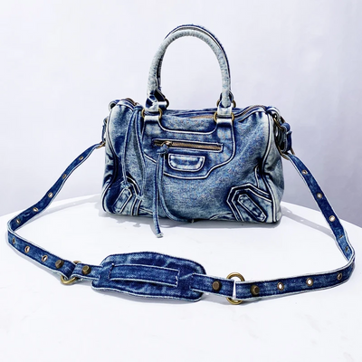 Everly Denim Crossbody Tasche mit verstellbarem Gurt und Reißfach